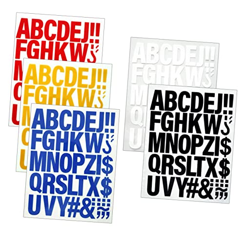 PHENOFICE 5 Stück Bügelbuchstaben Teilig Kreative Bügelbuchstaben für Kleidung DIY Aufnäher zum Verzieren und Reparieren von Textilien Gelb Weiß Blau Rot und Schwarz von PHENOFICE