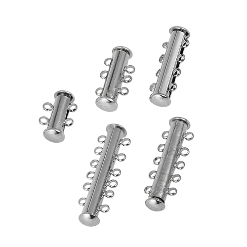 PHENOFICE 5 Stück Silberne Multi Strang Schiebe Magnet Röhrenverschluss für Schmuckherstellung DIY Zubehör für und Armbänder Varianten von PHENOFICE