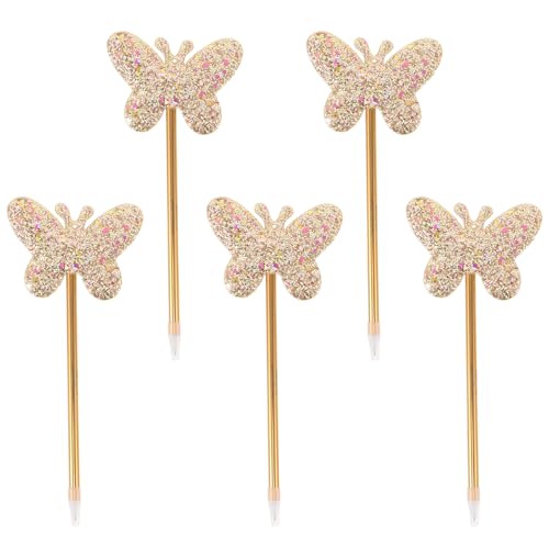 PHENOFICE 5 Stück glitzernder Schmetterlingsstift, Neuheit, süßer Kugelschreiber, süße Schreibstifte, Partygeschenke für Klassenzimmer, Lehrer, Studenten, Büro, golden PHENOFICE 5 Stück glitzernder Schmetterlingsstift, Neuheit, süßer Kugelschreiber, süße Schreibstifte, Partygeschenke für Klassenzimmer, Lehrer, Studenten, Büro, golden von PHENOFICE