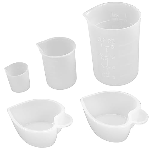 PHENOFICE 5 Teiliges Silikon Messbecher Set, Ml Messbecher Für Flüssigharz Mischbecher, Silikonbecher, Mini Messbecher, Epoxid Mischbecher, Silikon Mischbecher, Harzbecher, Wiederverwendbar von PHENOFICE