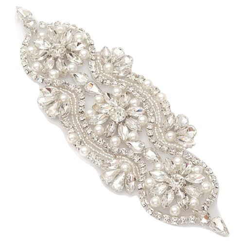 PHENOFICE Rhinestone Applikation Hochzeitsgürtel Mit Perlen Eleganter Patch Für Brautkleid Strapazierfähig Zum Aufnähen Oder Bügeln Grade Strass Silberfarben PHENOFICE Rhinestone Applikation Hochzeitsgürtel Mit Perlen Eleganter Patch Für Brautkleid Strapazierfähig Zum Aufnähen Oder Bügeln Grade Strass Silberfarben von PHENOFICE