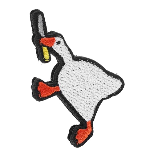 PHENOFICE Gestickter Applikationspatch Mit Gans Und Messer Cartoon-gans-patch Hübsche Gestickte Applikation Für Kleidung von PHENOFICE