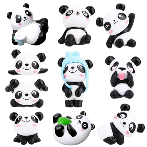 10er-Pack Panda-Figuren, süße Panda-Kuchendekorationen, Panda-Dekorationen, Kung-Fu-Panda-Ornamente, Mikro-Landschaftsdekorationszubehör, Panda-Party-Kuchendekorationen für Jungen und Mädchen von PHIEZC