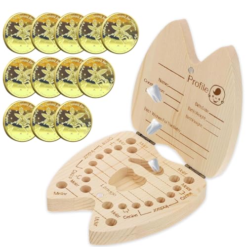 12 Zahnfee-Münzen und 1 Babyzahndose, Zahnfee-Münzen, Zahnfee-Geschenke für Jungen, Zahnfee-Geschenke, Babyzahndose-Geschenke für Jungen 12 Zahnfee-Münzen und 1 Babyzahndose, Zahnfee-Münzen, Zahnfee-Geschenke für Jungen, Zahnfee-Geschenke, Babyzahndose-Geschenke für Jungen von PHIEZC