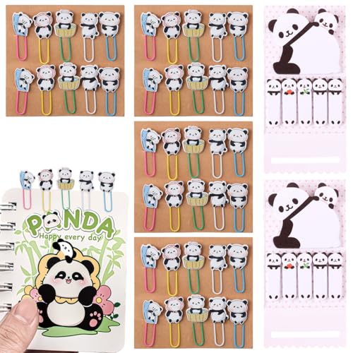 40 Packungen Panda-Büroklammer-Lesezeichen, 2 Panda-Notizstreifen, Cartoon-Lesezeichen-Büroklammern, niedliche Tier-Memohalter, Bürobedarf für Schüler und Lehrer 40 Packungen Panda-Büroklammer-Lesezeichen, 2 Panda-Notizstreifen, Cartoon-Lesezeichen-Büroklammern, niedliche Tier-Memohalter, Bürobedarf für Schüler und Lehrer von PHIEZC