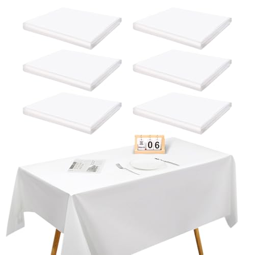 6 Stück weiße Tischdecken, Einwegtischdecken, Biertisch tischdecke, Papiertischdeckenrollen, 137 * 274 cm, rechteckige Banketttischdecken für Partys, Hochzeiten, Weihnachten 6 Stück weiße Tischdecken, Einwegtischdecken, Biertisch tischdecke, Papiertischdeckenrollen, 137 * 274 cm, rechteckige Banketttischdecken für Partys, Hochzeiten, Weihnachten von PHIEZC