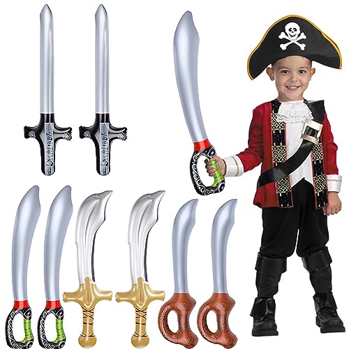 PHIEZC 8 Stück aufblasbares Piratenmesser, Piratenschwert, aufblasbare Piratenschwert-Luftballons für Piraten-Cosplay-Party, Halloween, Mottoparty-Dekorationen von PHIEZC