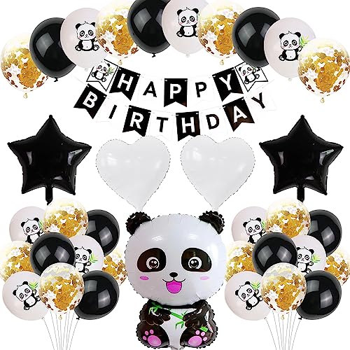 Panda-Geburtstagsdekorationen, Panda-Luftballons, Kindergeburtstagsdekorationen mit Happy Birthday-Banner, 36er-Pack Panda-Geburtstagsballons, Geburtstagsparty-Dekorationen für Jungen und Mädchen Panda-Geburtstagsdekorationen, Panda-Luftballons, Kindergeburtstagsdekorationen mit Happy Birthday-Banner, 36er-Pack Panda-Geburtstagsballons, Geburtstagsparty-Dekorationen für Jungen und Mädchen von PHIEZC