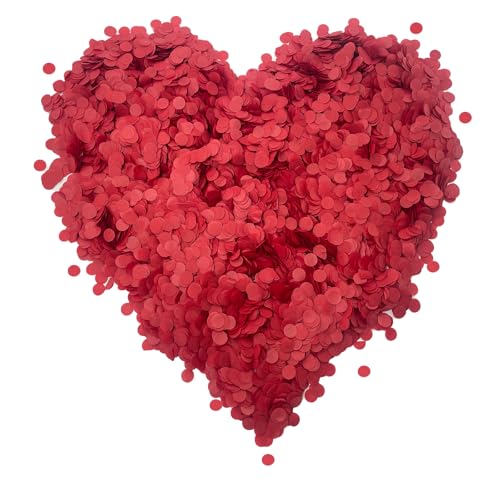 10000 Stück rotes rundes biologisch abbaubares Papierkonfetti, 1 cm, rund, Hochzeitskonfetti, biologisch abbaubar, Tischkonfetti für romantische Dekorationen, umweltfreundlich für Hochzeiten, Jubiläen von PHIOMUUE