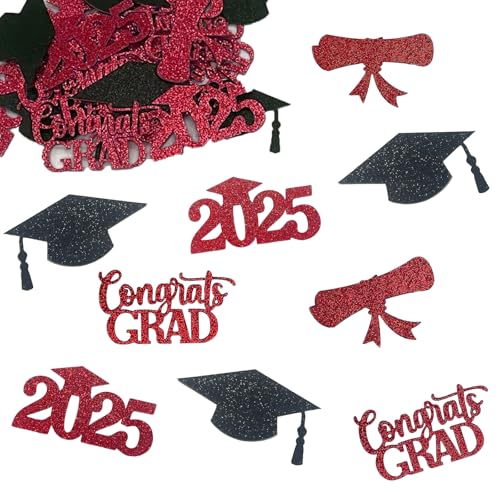 Konfetti, Konfetti, Party-Tischdekoration, rote Glitzerstreusel, Abschlussball-Dekorationen 2025, Abschlussfeier, Partyzubehör für Abschlussball, Zuhause, Uni, Schule, Dekoration, 100 Stück Konfetti, Konfetti, Party-Tischdekoration, rote Glitzerstreusel, Abschlussball-Dekorationen 2025, Abschlussfeier, Partyzubehör für Abschlussball, Zuhause, Uni, Schule, Dekoration, 100 Stück von PHIOMUUE