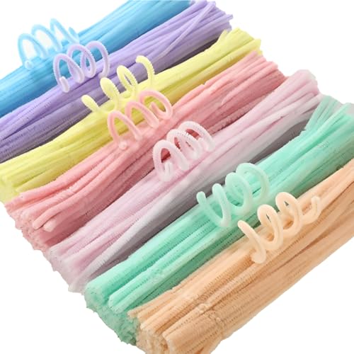 Pfeifenreiniger zum Basteln, 30 mm lang, Pfeifenreiniger in 7 Macaron-Farben, Chenille-Draht, flexibler Pfeifenreiniger für Bastelarbeiten, ultradichte Pfeifenreiniger für Kinder, 300 Stück Pfeifenreiniger zum Basteln, 30 mm lang, Pfeifenreiniger in 7 Macaron-Farben, Chenille-Draht, flexibler Pfeifenreiniger für Bastelarbeiten, ultradichte Pfeifenreiniger für Kinder, 300 Stück von PHIOMUUE
