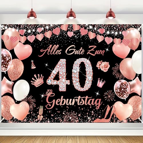 40.Geburtstag Banner Roségold Schwarz, 40.Geburtstagsbanner Hintergrund für 40 Frauen Mädchen Geburtstagsfeier Deko Foto Prop Kuchen Tisch 40.Geburtstag Banner Roségold Schwarz, 40.Geburtstagsbanner Hintergrund für 40 Frauen Mädchen Geburtstagsfeier Deko Foto Prop Kuchen Tisch von PHISGNIO