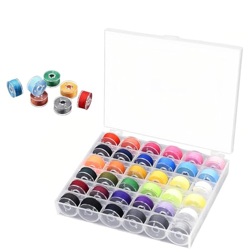 PHMING 36 Stück Spulen Nähmaschine, 36 Farben Nähzubehör, Spulenbox, Nähmaschinenspulen mit Transparenter Aufbewahrungsbox für Nähen, DIY-Projekte von PHMING