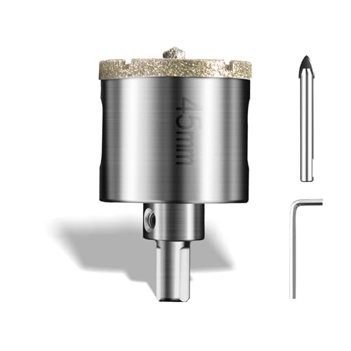 Diamant Bohrkrone Lochsäge 45mm mit Zentrierbohrer Professionellen Diamant Kernlochbohrer Fliesenbohrer Glasbohrer Metall Lochsägen Universal HSS Lochsägen für Glas Fliese Keramisches Marmor Kalkstein Diamant Bohrkrone Lochsäge 45mm mit Zentrierbohrer Professionellen Diamant Kernlochbohrer Fliesenbohrer Glasbohrer Metall Lochsägen Universal HSS Lochsägen für Glas Fliese Keramisches Marmor Kalkstein von PHMNZIP