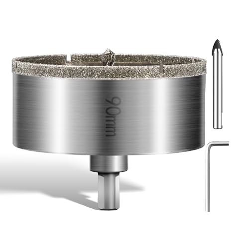 Diamant Bohrkrone Lochsäge 90mm mit Zentrierbohrer Professionellen Diamant Kernlochbohrer Fliesenbohrer Glasbohrer Metall Lochsägen Universal HSS Lochsägen für Glas Fliese Keramisches Marmor Diamant Bohrkrone Lochsäge 90mm mit Zentrierbohrer Professionellen Diamant Kernlochbohrer Fliesenbohrer Glasbohrer Metall Lochsägen Universal HSS Lochsägen für Glas Fliese Keramisches Marmor von PHMNZIP
