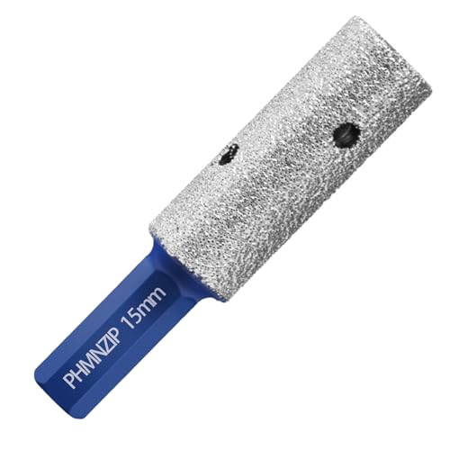 Diamant Schleifkörper 15mm Diamants Fingerfräser Schleifbits Fingerbohrer Fasenbohrer mit HEX-Schaftadapter Diamantfräser Vergrößerung Vorhandener Löcher für Porzellan, Marmor, Granit von PHMNZIP