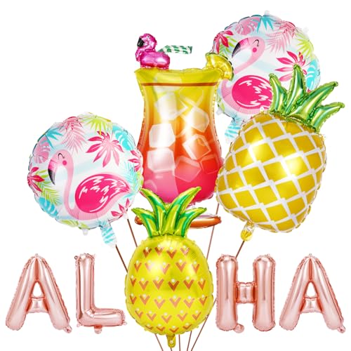 Luau Party dekorationen ALOHA Ballon Set 10 Pack, Aloha-Banner Ananasballons Aufblasbarer Palmenbaum Flamingo-Ballons Luau-Ballons für Hawaiianische Partybedarf von PHOGARY