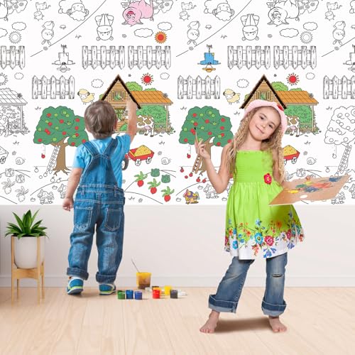 PHOGARY Papier-Tischdecke zum Ausmalen, Motiv Bauernhof Poster zum Ausmalen, Maltischdecke für Kinder Bauernhof Geburtstag Deko Kreative Kinderbeschäftigung, Mal Mich Bunt PHOGARY Papier-Tischdecke zum Ausmalen, Motiv Bauernhof Poster zum Ausmalen, Maltischdecke für Kinder Bauernhof Geburtstag Deko Kreative Kinderbeschäftigung, Mal Mich Bunt von PHOGARY