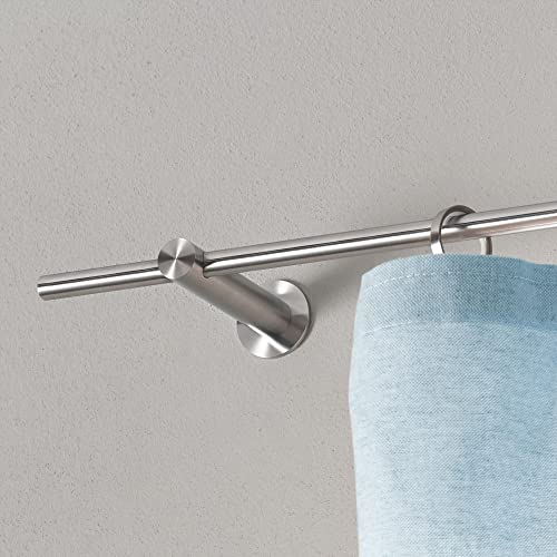 Gardinenstange 120 cm, massiver Edelstahl matt gebürstet, Ø12mm Stange, Vorhangstange 1-läufig, Wandbefestigung - PHOS Design von PHOS Edelstahl Design