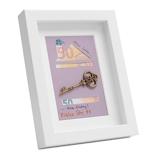 PHOTOLINI 3D Bilderrahmen zum Befüllen 15x20 Weiß, 1,5 cm tiefer Objektrahmen mit Glas, tiefer Bilderrahmen 15x20 Holz MDF mit Passepartout, Dicker 3D Rahmen befüllbar für Gegenstände Geschenk von PHOTOLINI