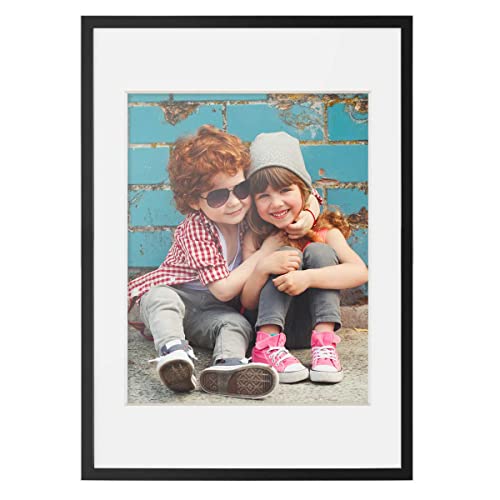 PHOTOLINI 3D Bilderrahmen zum Befüllen 50x70 Schwarz groß, 1,5 cm tiefer Objektrahmen mit Glas, tiefer Bilderrahmen 50x70 Holz MDF mit Passepartout, dicker 3D Rahmen befüllbar für Gegenstände Geschenk von PHOTOLINI