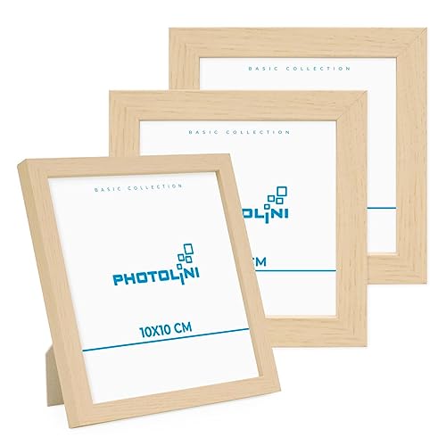PHOTOLINI Bilderrahmen 10x10 Holz Natur aus MDF, 3er Set Poster-Rahmen, bruchsicheres Acrylglas, zum Aufhängen & Aufstellen, extra Zubehör - für Fotos & Poster PHOTOLINI Bilderrahmen 10x10 Holz Natur aus MDF, 3er Set Poster-Rahmen, bruchsicheres Acrylglas, zum Aufhängen & Aufstellen, extra Zubehör - für Fotos & Poster von PHOTOLINI
