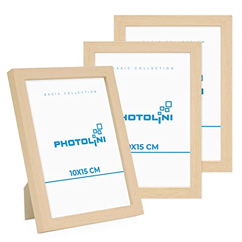 PHOTOLINI Bilderrahmen 10x15 Holz Natur aus MDF, 3er Set Poster-Rahmen, bruchsicheres Acrylglas, zum Aufhängen & Aufstellen, extra Zubehör - für Fotos & Poster PHOTOLINI Bilderrahmen 10x15 Holz Natur aus MDF, 3er Set Poster-Rahmen, bruchsicheres Acrylglas, zum Aufhängen & Aufstellen, extra Zubehör - für Fotos & Poster von PHOTOLINI