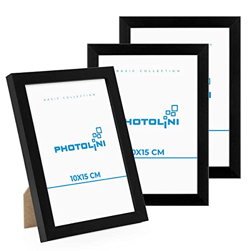 PHOTOLINI Bilderrahmen 10x15 Schwarz MDF-Holz, 3er Set Poster-Rahmen, bruchsicheres Acrylglas, zum Aufhängen & Aufstellen, extra Zubehör - für Fotos & Poster PHOTOLINI Bilderrahmen 10x15 Schwarz MDF-Holz, 3er Set Poster-Rahmen, bruchsicheres Acrylglas, zum Aufhängen & Aufstellen, extra Zubehör - für Fotos & Poster von PHOTOLINI