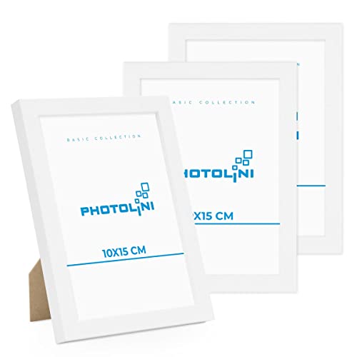 PHOTOLINI Bilderrahmen 10x15 Weiß MDF-Holz, 3er Set Poster-Rahmen, bruchsicheres Acrylglas, zum Aufhängen & Aufstellen, extra Zubehör - für Fotos & Poster PHOTOLINI Bilderrahmen 10x15 Weiß MDF-Holz, 3er Set Poster-Rahmen, bruchsicheres Acrylglas, zum Aufhängen & Aufstellen, extra Zubehör - für Fotos & Poster von PHOTOLINI