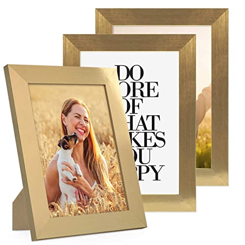 PHOTOLINI 3er Bilderrahmen 13x18 Gold Holz MDF, breite goldene Bilderrahmen 18x13, Fotorahmen 13 x 18 cm mit Acrylglas, Picture Frame 18x13 zum Aufhängen & Aufstellen, Bilder Rahmen 13x18 für Fotos PHOTOLINI 3er Bilderrahmen 13x18 Gold Holz MDF, breite goldene Bilderrahmen 18x13, Fotorahmen 13 x 18 cm mit Acrylglas, Picture Frame 18x13 zum Aufhängen & Aufstellen, Bilder Rahmen 13x18 für Fotos von PHOTOLINI