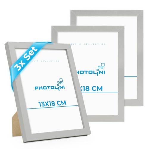 PHOTOLINI 3er Bilderrahmen 13x18 Silber, Bilderrahmen 13x18 Holz MDF, Fotorahmen 13 x 18 mit Acrylglas, Bilder Rahmen 13 x18 Aufhängen & Aufstellen, Picture Frame mit Zubehör für Fotos, Poster PHOTOLINI 3er Bilderrahmen 13x18 Silber, Bilderrahmen 13x18 Holz MDF, Fotorahmen 13 x 18 mit Acrylglas, Bilder Rahmen 13 x18 Aufhängen & Aufstellen, Picture Frame mit Zubehör für Fotos, Poster von PHOTOLINI