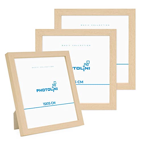 PHOTOLINI Bilderrahmen 15x15 Holz Natur aus MDF, 3er Set Poster-Rahmen, bruchsicheres Acrylglas, zum Aufhängen & Aufstellen, extra Zubehör - für Fotos & Poster PHOTOLINI Bilderrahmen 15x15 Holz Natur aus MDF, 3er Set Poster-Rahmen, bruchsicheres Acrylglas, zum Aufhängen & Aufstellen, extra Zubehör - für Fotos & Poster von PHOTOLINI