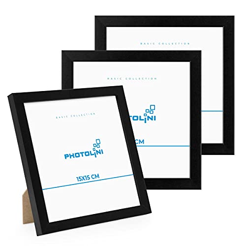 PHOTOLINI Bilderrahmen 15x15 Schwarz MDF-Holz, 3er Set Poster-Rahmen, bruchsicheres Acrylglas, zum Aufhängen & Aufstellen, extra Zubehör - für Fotos & Poster PHOTOLINI Bilderrahmen 15x15 Schwarz MDF-Holz, 3er Set Poster-Rahmen, bruchsicheres Acrylglas, zum Aufhängen & Aufstellen, extra Zubehör - für Fotos & Poster von PHOTOLINI