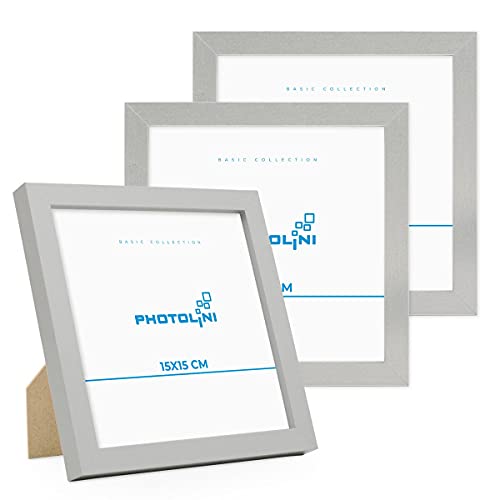 PHOTOLINI Bilderrahmen 15x15 Silber MDF-Holz, 3er Set Poster-Rahmen, bruchsicheres Acrylglas, zum Aufhängen & Aufstellen, extra Zubehör - für Fotos & Poster PHOTOLINI Bilderrahmen 15x15 Silber MDF-Holz, 3er Set Poster-Rahmen, bruchsicheres Acrylglas, zum Aufhängen & Aufstellen, extra Zubehör - für Fotos & Poster von PHOTOLINI