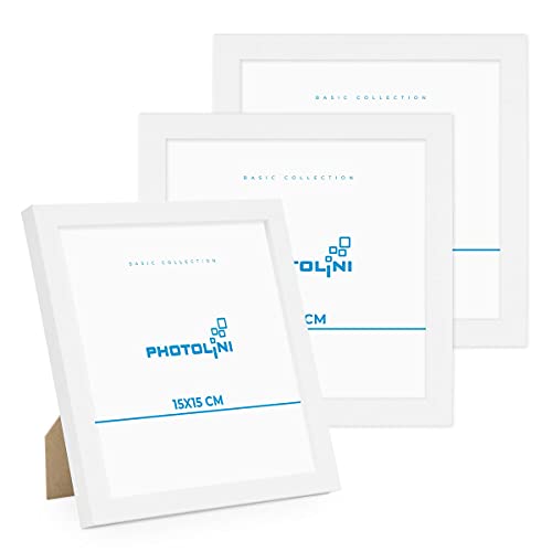 PHOTOLINI Bilderrahmen 15x15 Weiß MDF-Holz, 3er Set Poster-Rahmen, bruchsicheres Acrylglas, zum Aufhängen & Aufstellen, extra Zubehör - für Fotos & Poster PHOTOLINI Bilderrahmen 15x15 Weiß MDF-Holz, 3er Set Poster-Rahmen, bruchsicheres Acrylglas, zum Aufhängen & Aufstellen, extra Zubehör - für Fotos & Poster von PHOTOLINI