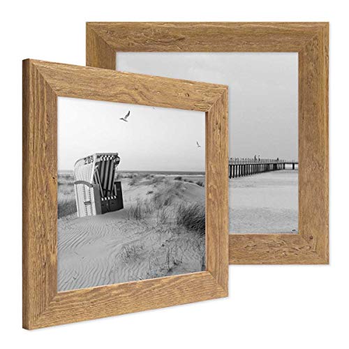 Bilderrahmen 15x15 cm Holz Eiche-Optik, 2er Set Echtholz-Rahmen rustikal, Strandhaus, Made in Germany, Echtglas, zum Aufhängen & Aufstellen, extra Zubehör - Treibholzlook mit einem Hauch Küstenflair Bilderrahmen 15x15 cm Holz Eiche-Optik, 2er Set Echtholz-Rahmen rustikal, Strandhaus, Made in Germany, Echtglas, zum Aufhängen & Aufstellen, extra Zubehör - Treibholzlook mit einem Hauch Küstenflair von PHOTOLINI