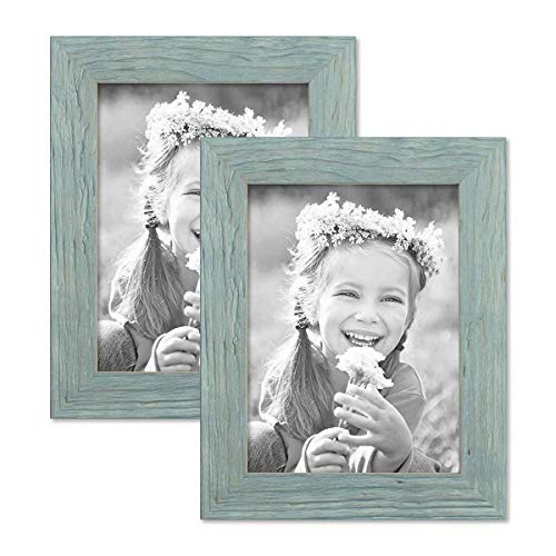 Bilderrahmen 15x20 cm Holz Blau, 2er Set Echtholz-Rahmen rustikal, Strandhaus, Made in Germany, Echtglas, zum Aufhängen & Aufstellen, extra Zubehör - Treibholzlook mit einem Hauch Küstenflair von PHOTOLINI
