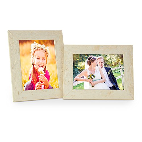 Bilderrahmen 15x20 cm Holz Weiß, 2er Set Echtholz-Rahmen rustikal, Strandhaus, Made in Germany, Echtglas, zum Aufhängen & Aufstellen, extra Zubehör - Treibholzlook mit einem Hauch Küstenflair von PHOTOLINI