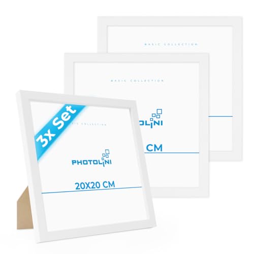 PHOTOLINI Bilderrahmen 20x20 Weiß MDF-Holz, 3er Set Poster-Rahmen, bruchsicheres Acrylglas, zum Aufhängen & Aufstellen, extra Zubehör - für Fotos & Poster PHOTOLINI Bilderrahmen 20x20 Weiß MDF-Holz, 3er Set Poster-Rahmen, bruchsicheres Acrylglas, zum Aufhängen & Aufstellen, extra Zubehör - für Fotos & Poster von PHOTOLINI