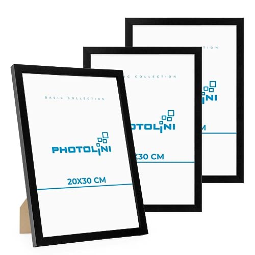 PHOTOLINI Bilderrahmen 20x30 Schwarz MDF-Holz, 3er Set Poster-Bilderrahmen 30x20 cm, bruchsicheres Acrylglas, zum Aufhängen & Aufstellen, extra Zubehör - für Fotos & Poster PHOTOLINI Bilderrahmen 20x30 Schwarz MDF-Holz, 3er Set Poster-Bilderrahmen 30x20 cm, bruchsicheres Acrylglas, zum Aufhängen & Aufstellen, extra Zubehör - für Fotos & Poster von PHOTOLINI