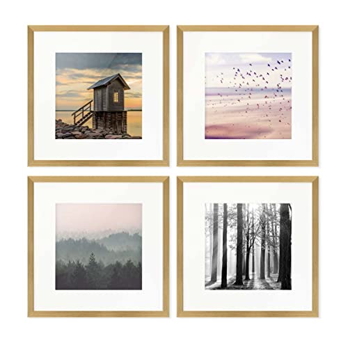 PHOTOLINI Bilderrahmen 30x30 Gold MDF-Holz, 4er Set Poster-Rahmen mit Passepartout, bruchsicheres Acrylglas, zum Aufhängen, extra Zubehör - für Fotos & Poster PHOTOLINI Bilderrahmen 30x30 Gold MDF-Holz, 4er Set Poster-Rahmen mit Passepartout, bruchsicheres Acrylglas, zum Aufhängen, extra Zubehör - für Fotos & Poster von PHOTOLINI