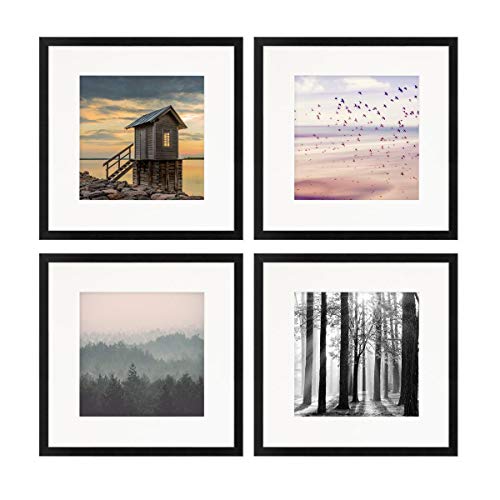 PHOTOLINI Bilderrahmen 30x30 Schwarz MDF-Holz, 4er Set Poster-Rahmen mit Passepartout, bruchsicheres Acrylglas, zum Aufhängen, extra Zubehör - für Fotos & Poster PHOTOLINI Bilderrahmen 30x30 Schwarz MDF-Holz, 4er Set Poster-Rahmen mit Passepartout, bruchsicheres Acrylglas, zum Aufhängen, extra Zubehör - für Fotos & Poster von PHOTOLINI