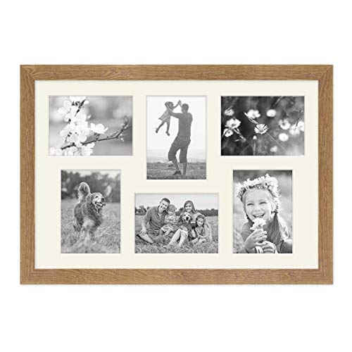 Bilderrahmen 40x60 cm Holz Eiche-Optik, Collage Rahmen 6 Fotos, Passepartout, Echtholz-Rahmen rustikal, Strandhaus, Made in Germany, Echtglas, zum Aufhängen - Treibholzlook mit einem Hauch Küstenflair Bilderrahmen 40x60 cm Holz Eiche-Optik, Collage Rahmen 6 Fotos, Passepartout, Echtholz-Rahmen rustikal, Strandhaus, Made in Germany, Echtglas, zum Aufhängen - Treibholzlook mit einem Hauch Küstenflair von PHOTOLINI