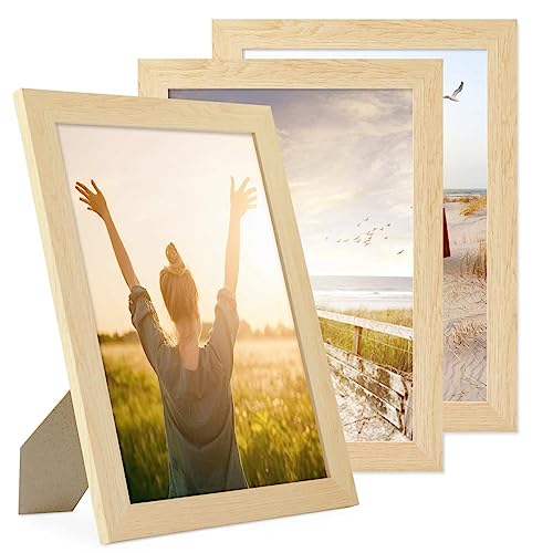 PHOTOLINI Bilderrahmen A4 Set Natur Holz MDF, breiter DIN A4 Bilderrahmen 3er Set 21x30, bruchsicheres Acrylglas, picture frame zum Aufhängen & Aufstellen, Bilder Rahmen 30x21 mit Zubehör PHOTOLINI Bilderrahmen A4 Set Natur Holz MDF, breiter DIN A4 Bilderrahmen 3er Set 21x30, bruchsicheres Acrylglas, picture frame zum Aufhängen & Aufstellen, Bilder Rahmen 30x21 mit Zubehör von PHOTOLINI