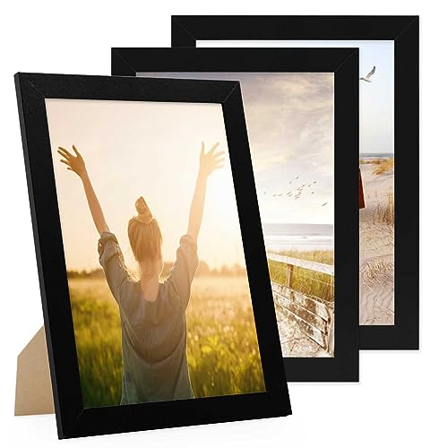 PHOTOLINI Bilderrahmen A4 Set Schwarz Holz MDF, breiter DIN A4 Bilderrahmen 3er Set 21x30, bruchsicheres Acrylglas, picture frame zum Aufhängen & Aufstellen, Bilder Rahmen 30x21 mit Zubehör PHOTOLINI Bilderrahmen A4 Set Schwarz Holz MDF, breiter DIN A4 Bilderrahmen 3er Set 21x30, bruchsicheres Acrylglas, picture frame zum Aufhängen & Aufstellen, Bilder Rahmen 30x21 mit Zubehör von PHOTOLINI