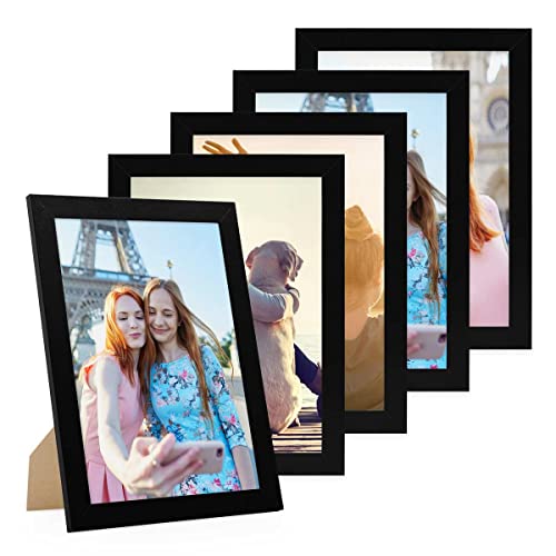 PHOTOLINI Bilderrahmen A4 Set Schwarz Holz MDF, 5er Set breite DIN A4 Bilderrahmen 21x30 schwarz, bruchsicheres Acrylglas, picture frame zum Aufhängen & Aufstellen, Bilder Rahmen 30x21 mit Zubehör PHOTOLINI Bilderrahmen A4 Set Schwarz Holz MDF, 5er Set breite DIN A4 Bilderrahmen 21x30 schwarz, bruchsicheres Acrylglas, picture frame zum Aufhängen & Aufstellen, Bilder Rahmen 30x21 mit Zubehör von PHOTOLINI