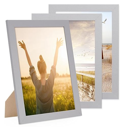 PHOTOLINI Bilderrahmen A4 Holz MDF Set, breiter DIN A4 Bilderrahmen 3er Set 21x30 Silber, bruchsicheres Acrylglas, picture frame zum Aufhängen & Aufstellen, Bilder Rahmen 30x21 mit Zubehör PHOTOLINI Bilderrahmen A4 Holz MDF Set, breiter DIN A4 Bilderrahmen 3er Set 21x30 Silber, bruchsicheres Acrylglas, picture frame zum Aufhängen & Aufstellen, Bilder Rahmen 30x21 mit Zubehör von PHOTOLINI