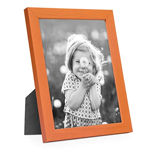 PHOTOLINI Bilderrahmen Kinderzimmer 10x15 cm Orange, Wechselrahmen farbig, Holz, Acrylglas, Made in Germany, zum Aufstellen & Aufhängen, mit Zubehör - für bunte Kinderbilder von PHOTOLINI