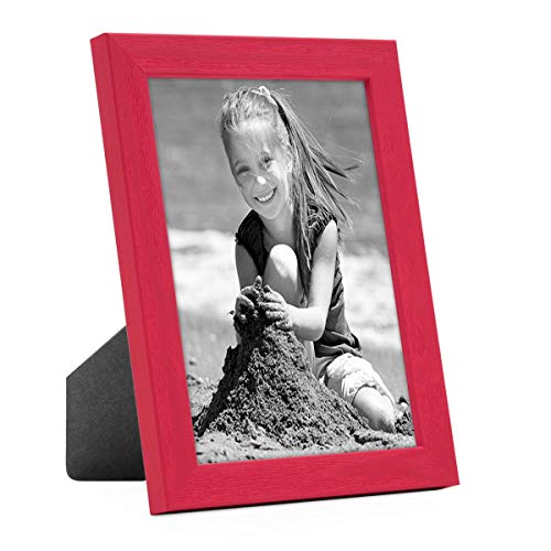 PHOTOLINI Bilderrahmen Kinderzimmer 13x18 cm Rot, Wechselrahmen farbig, Holz, Acrylglas, Made in Germany, zum Aufstellen & Aufhängen, mit Zubehör - für bunte Kinderbilder von PHOTOLINI