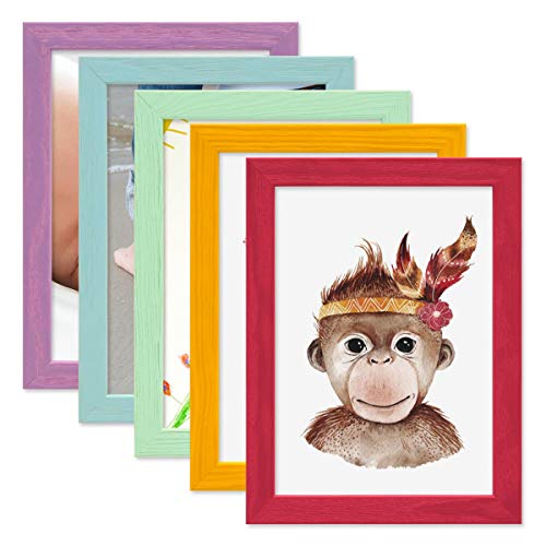 PHOTOLINI Bilderrahmen Kinderzimmer 15x20 cm Bunt, 5er Set Wechselrahmen farbig, Holz, Acrylglas, Made in Germany, zum Aufstellen & Aufhängen, mit Zubehör - für bunte Kinderbilder PHOTOLINI Bilderrahmen Kinderzimmer 15x20 cm Bunt, 5er Set Wechselrahmen farbig, Holz, Acrylglas, Made in Germany, zum Aufstellen & Aufhängen, mit Zubehör - für bunte Kinderbilder von PHOTOLINI